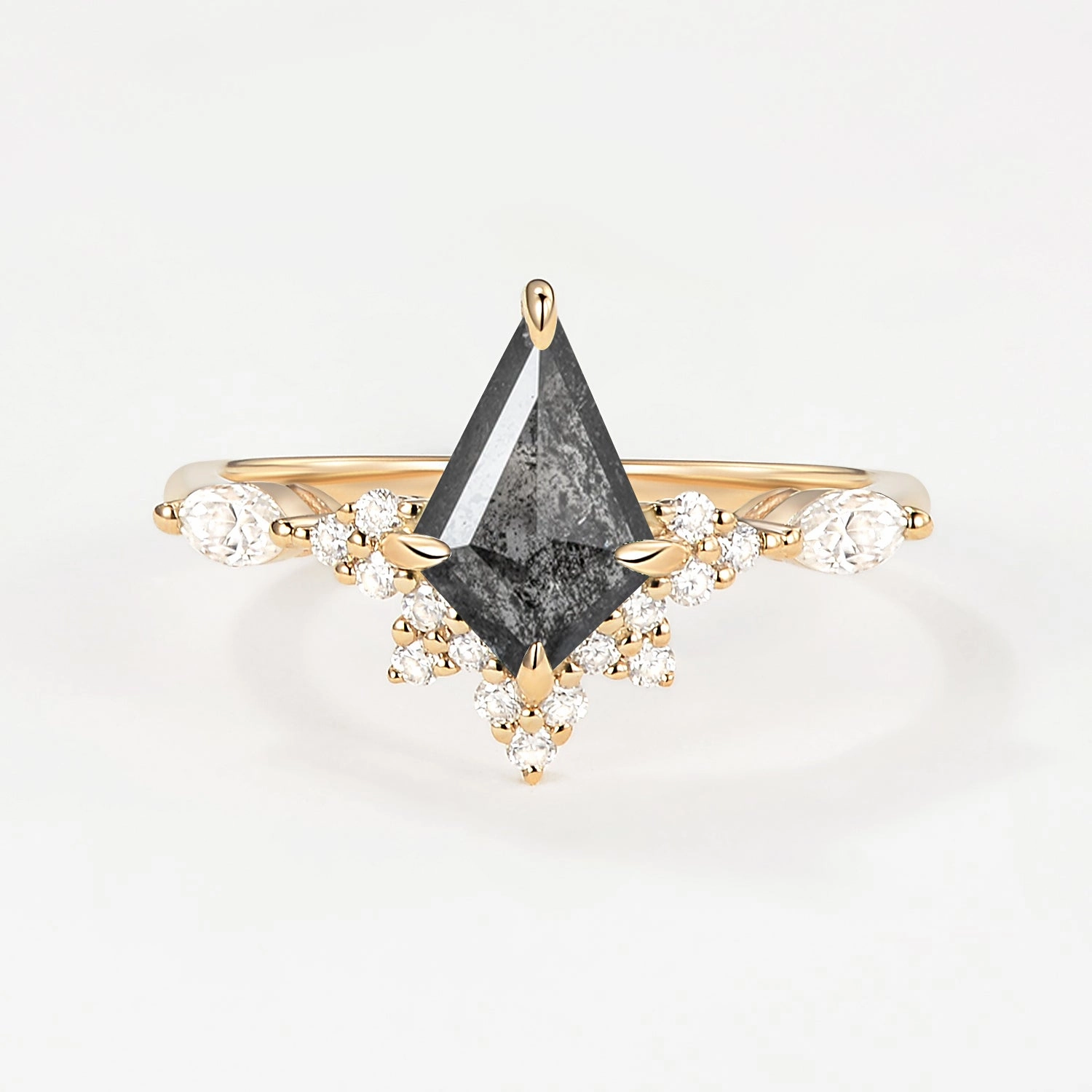 Weekend Outfit Party Style Salt and Pepper Diamonds White Gold Stacking Engagement Ring