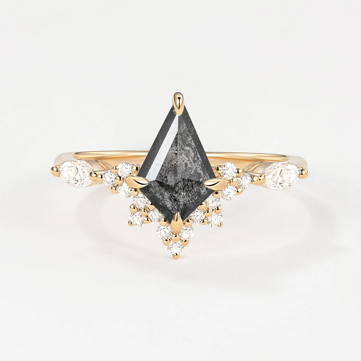 Custom Touch Salt and Pepper Diamonds White Gold Stacking Engagement Ring