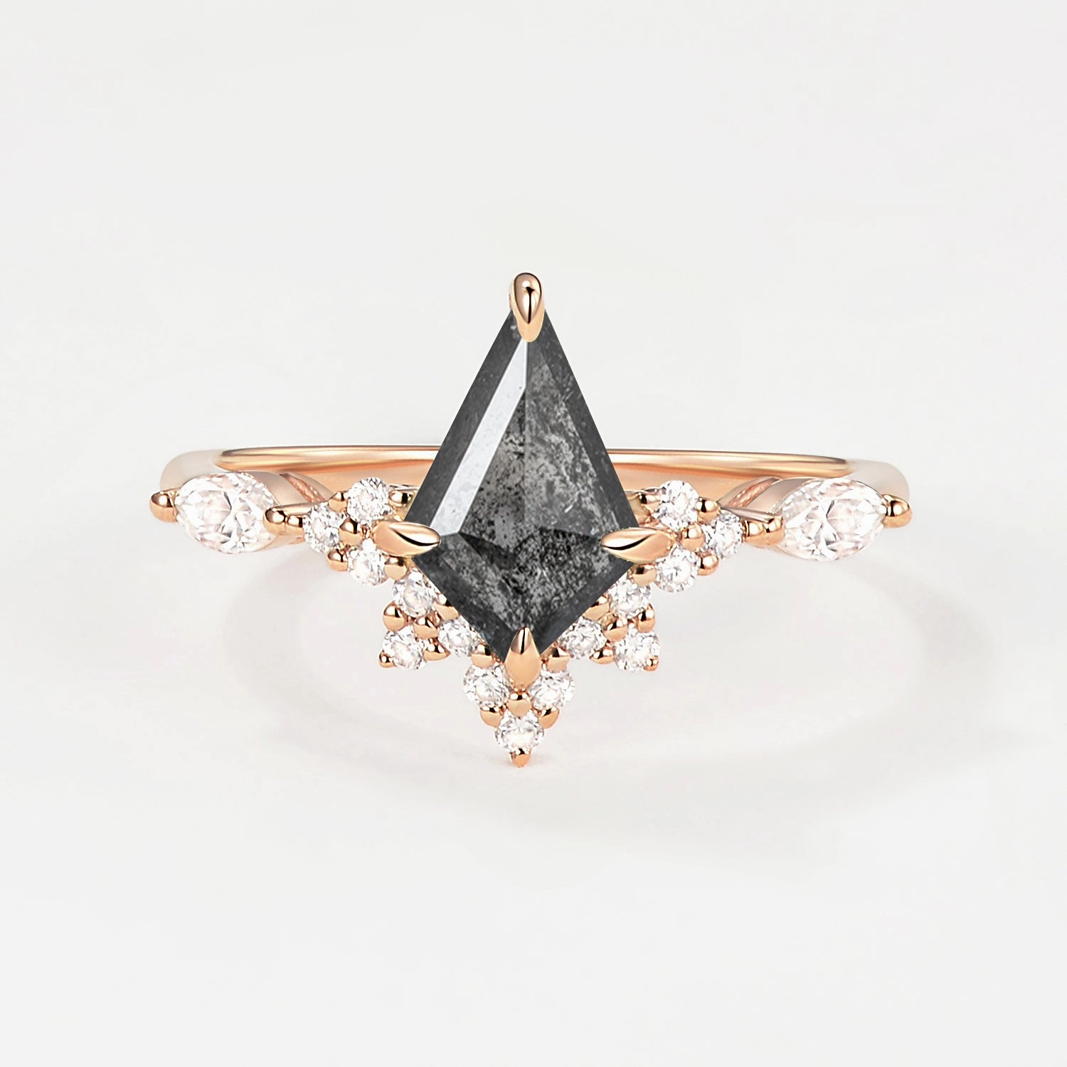 Salt and Pepper Diamonds White Gold Stacking Engagement Ring Sparkling Shine Expressive Edge