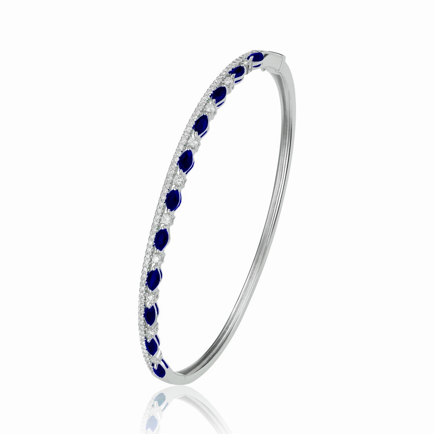 Sapphire & Diamond Bangle Bracelet Romantic Set Graceful Piece