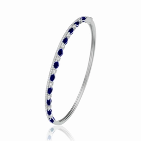 Sapphire & Diamond Bangle Bracelet Romantic Set Graceful Piece