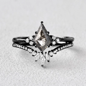 Black Gold Salt and Pepper Diamond Ring Sets 2pcs - Lydia Event Favorite