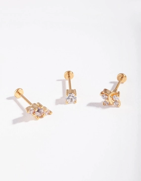 Urban Touch Gold Plated Surgical Steel Fine Butterfly Flat Back Pack