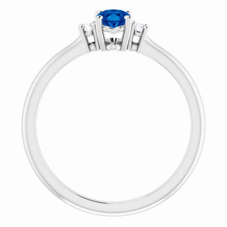 Fantastic Jewelry 14K White Lab-Grown Blue Sapphire & .04 CTW Natural Diamond Ring