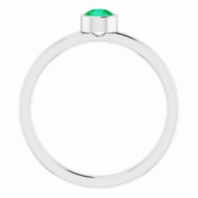Platinum 4 mm Natural Emerald Ring Night Out Commemorative Gift