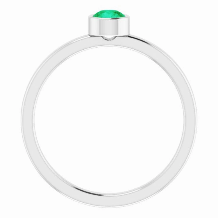 Platinum 4 mm Natural Emerald Ring Night Out Commemorative Gift