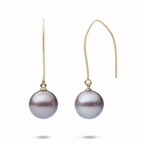 Favorite Accent Ultraviolet Freshwater Pearl Hook Earrings in Gold - 10-11mm