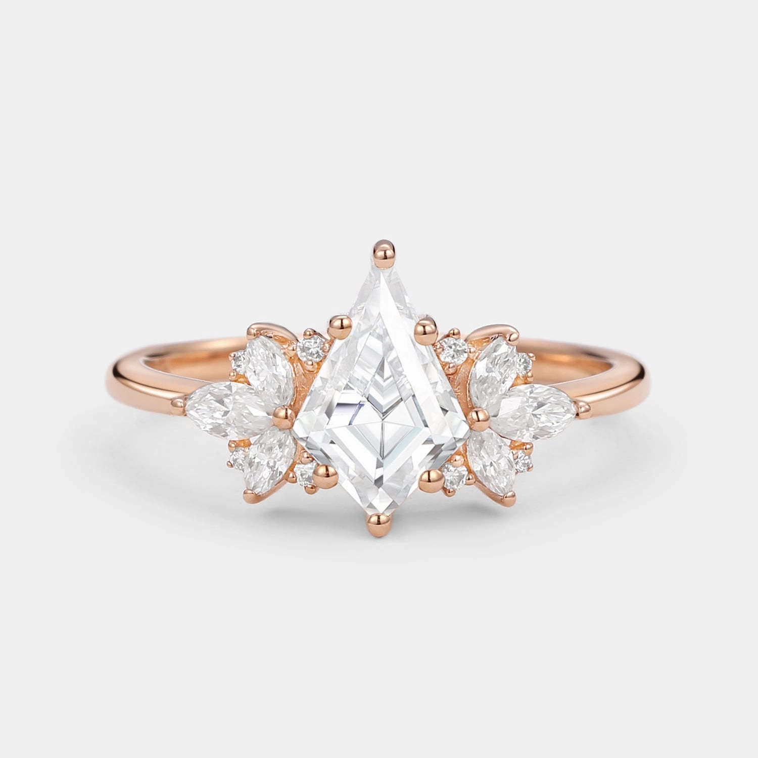 Unique Kite Cut Moissanite Butterfly Cluster Engagement Ring Beautiful Sign Artisan Decoration