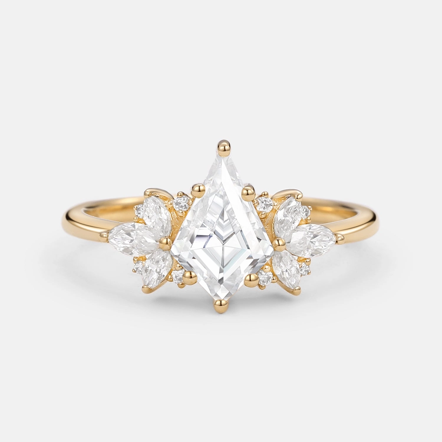 Party Design Unique Kite Cut Moissanite Butterfly Cluster Engagement Ring