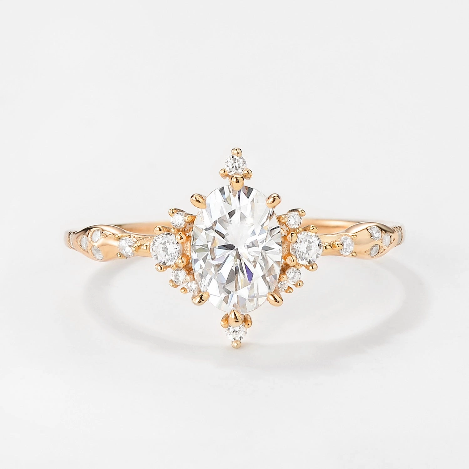 Refined Finish Moissanite Yellow Gold Stacking Vintage Engagement Ring