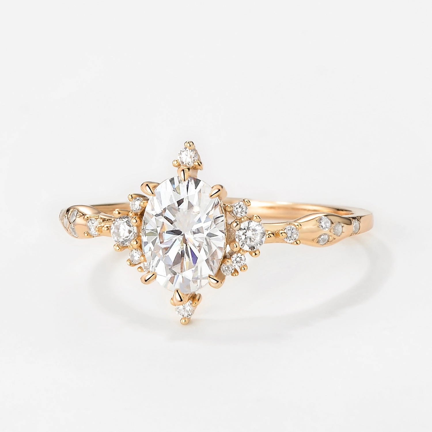 Office Ready Moissanite Yellow Gold Stacking Vintage Engagement Ring