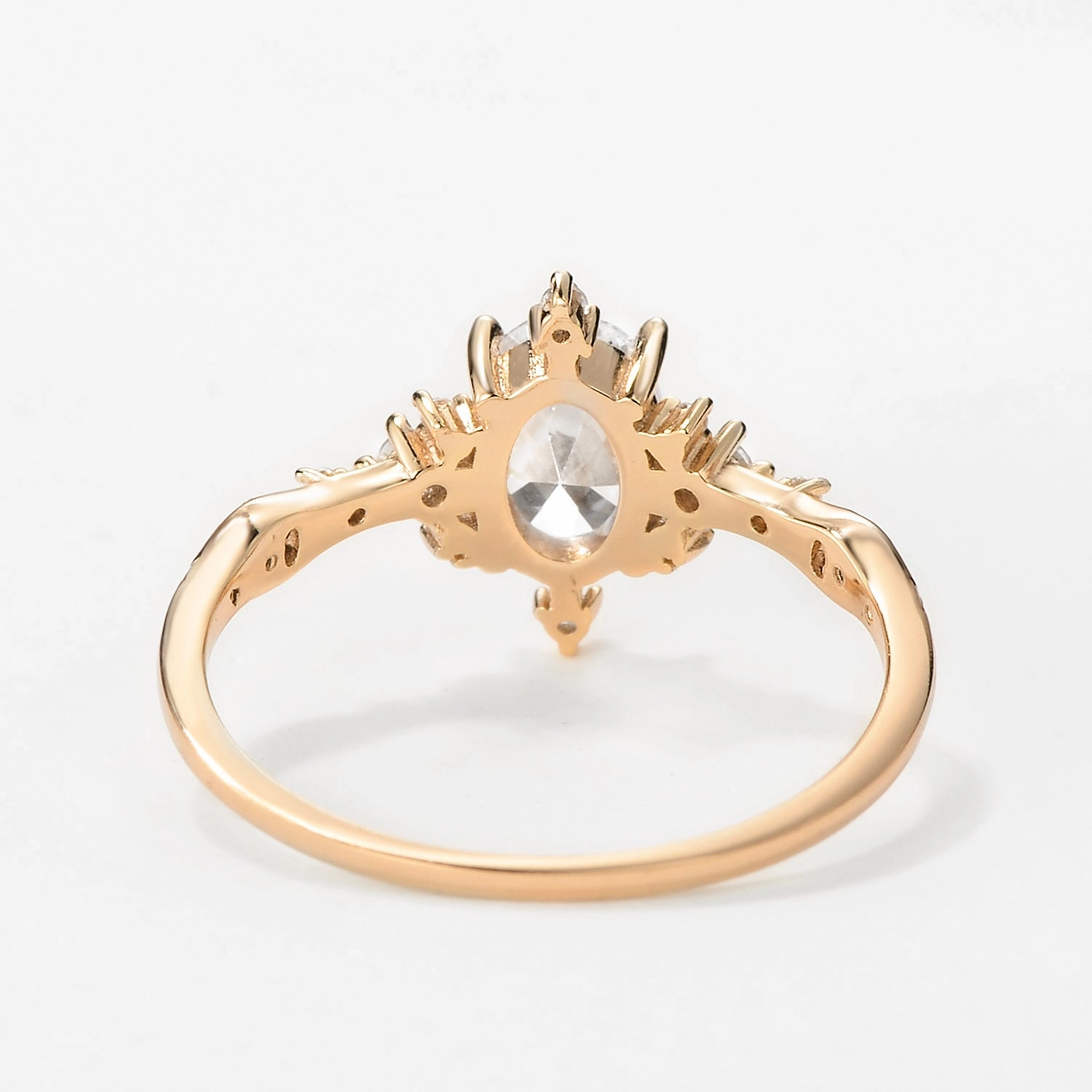 Refined Motion Elegant Set Moissanite Yellow Gold Stacking Vintage Engagement Ring