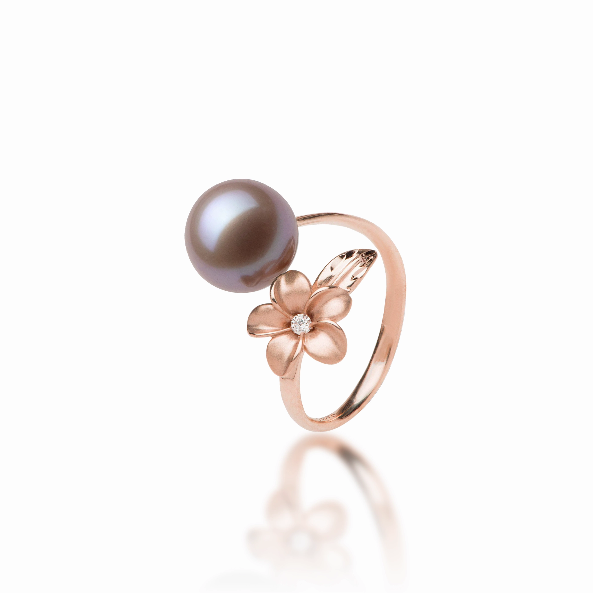Plumeria Lilac Freshwater Pearl Ring in Rose Gold - 10-11mm Charming Jewelry Luxury Night