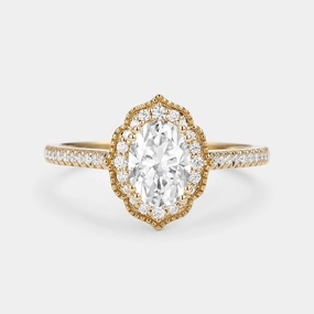 Antique Halo Oval Moissanite White Gold Engagement Ring Elegant feature Captivating Style