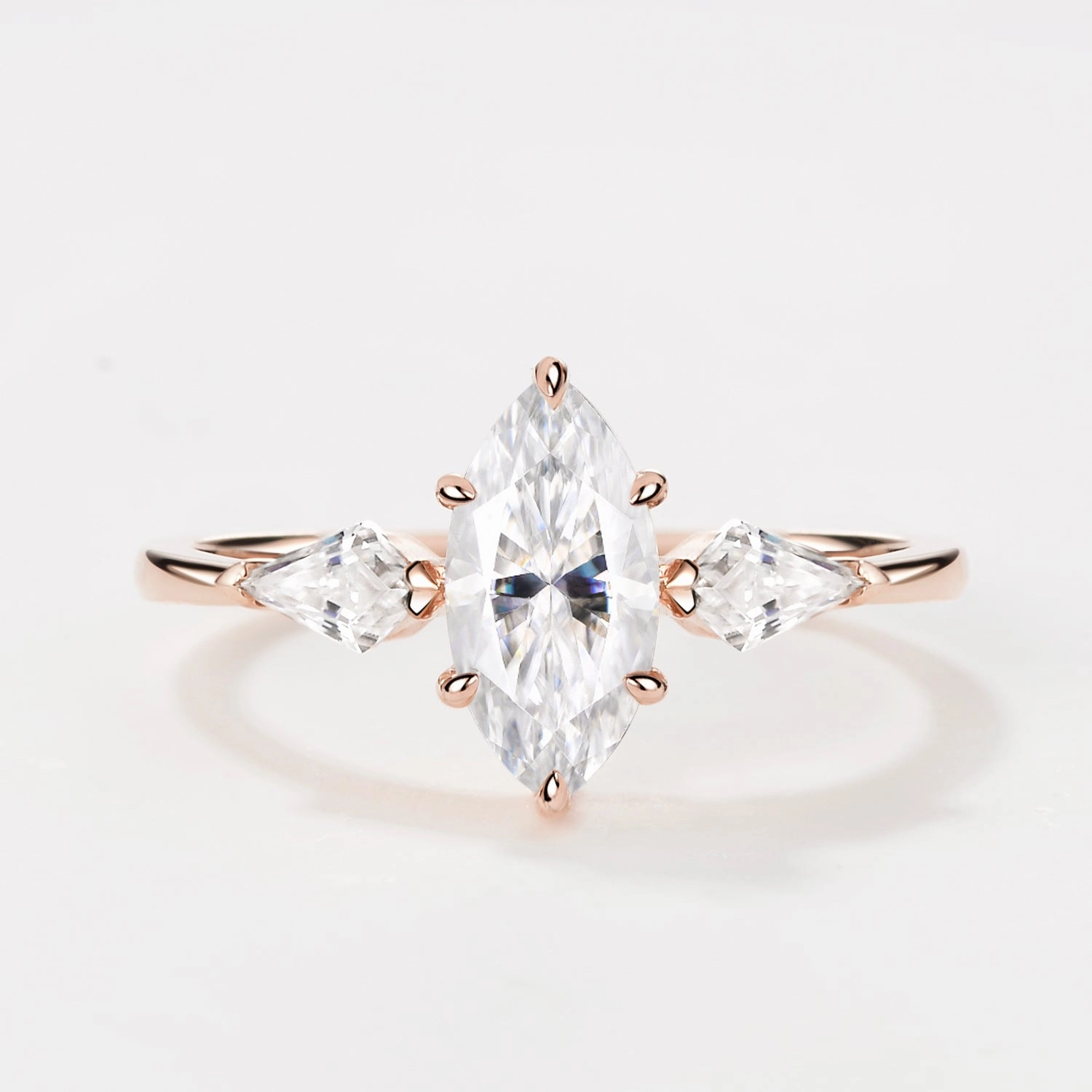 Marquise Cut Moissanite Classic Three-stone Engagement Ring Minimal Appeal Charming appeal