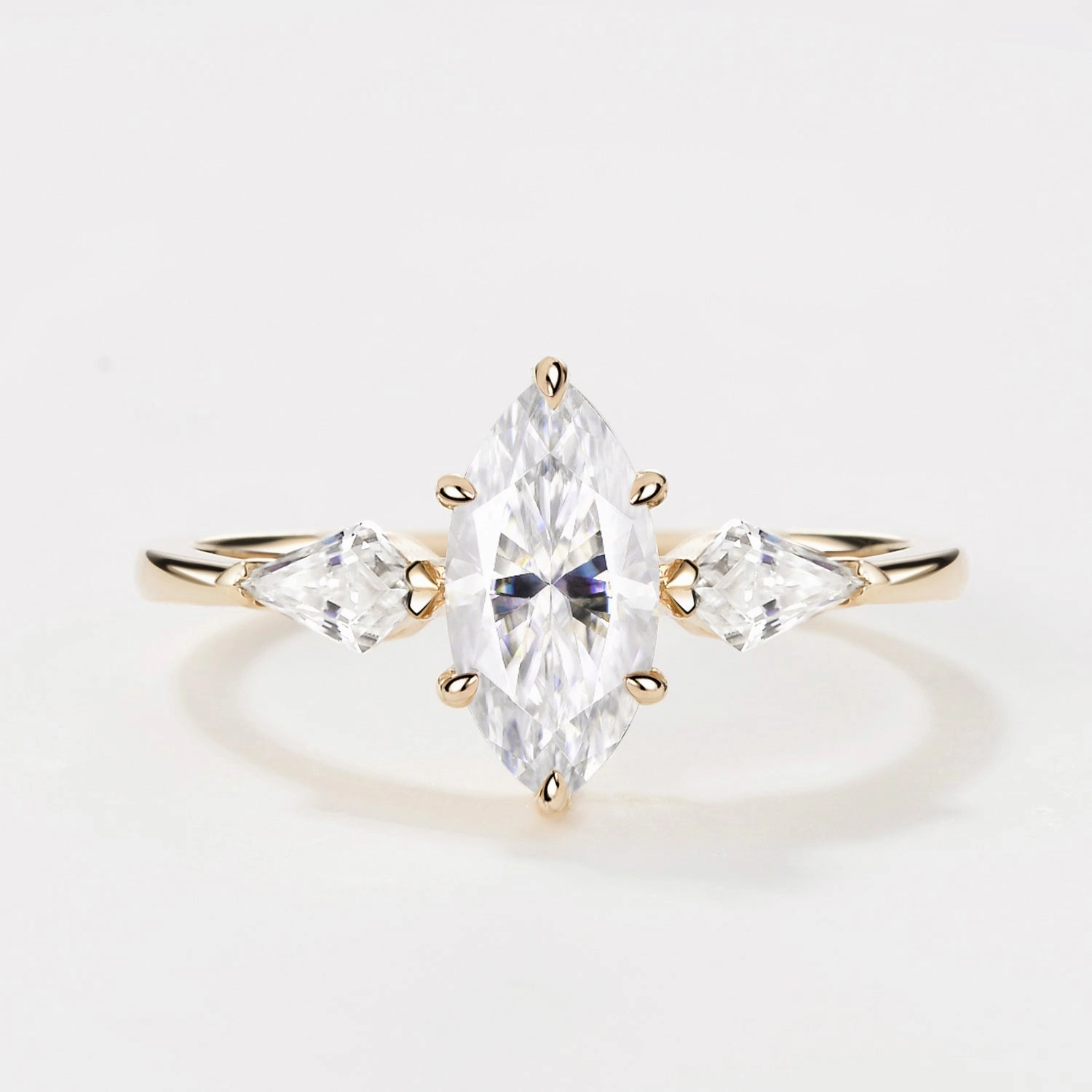 Marquise Cut Moissanite Classic Three-stone Engagement Ring Vibrant Sparkle