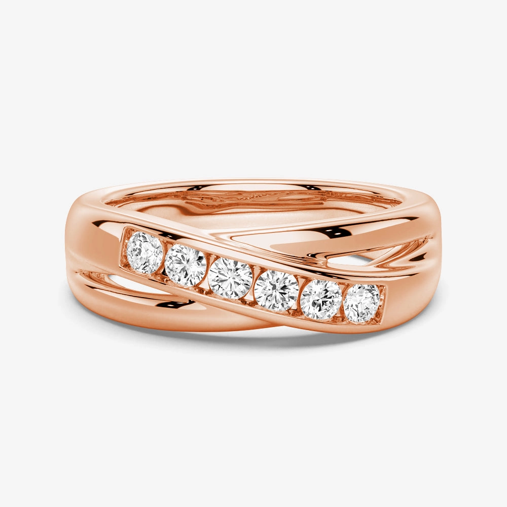 Minimal Finish Timeless Duo 5mm Crossover Channel Set Moissanite Men's Wedding Band