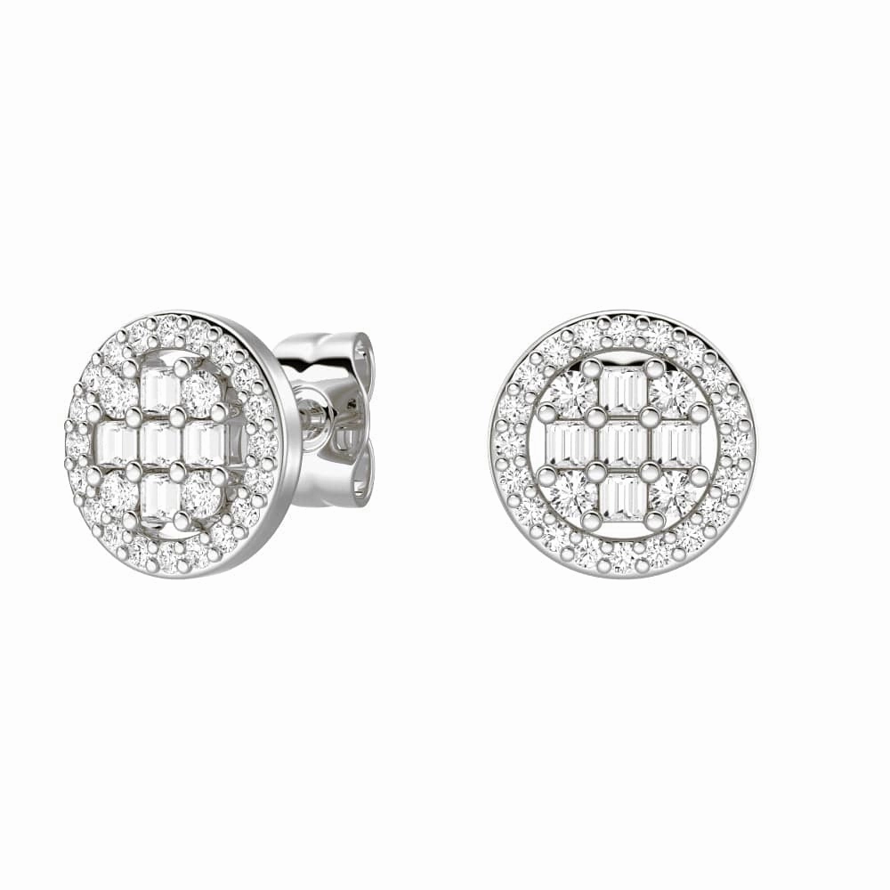 Casual Detail Contemporary Layer Infinity Halo Lab Grown Diamond Circle Cluster Sutd Earrings