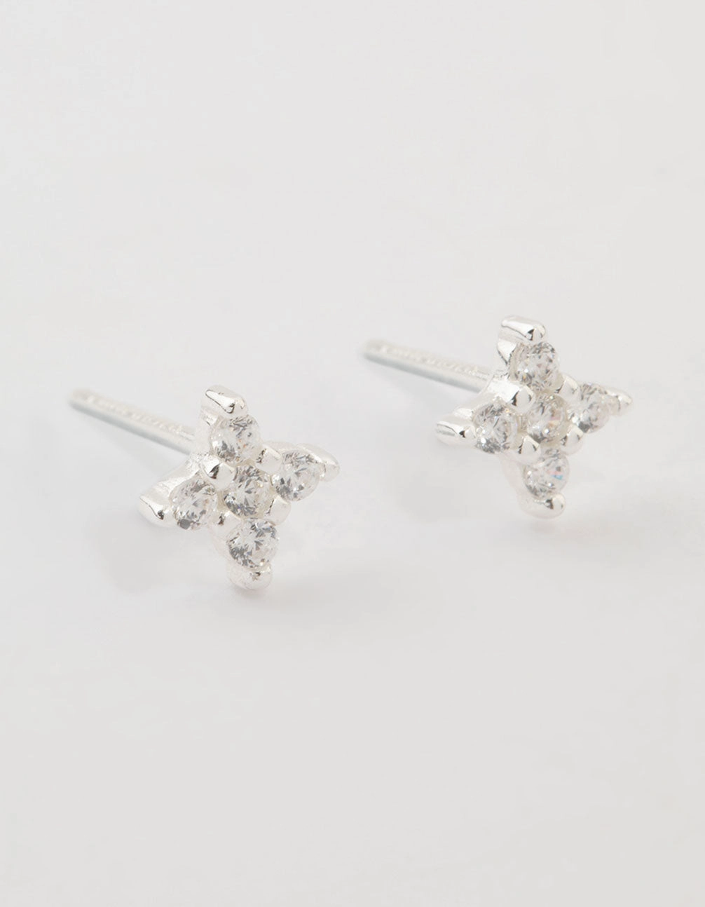 Stylish Twist Sterling Silver Cubic Zirconia Micro Flower Stud Earrings