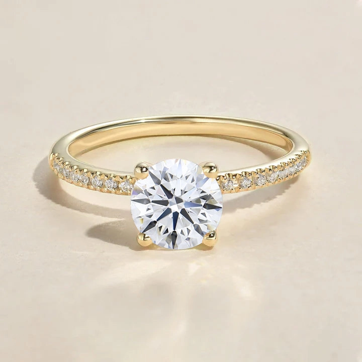 1.0-2.0ct Round Classic 4-Prong Solitaire Lab Grown Diamond Ring Designer Jewelry