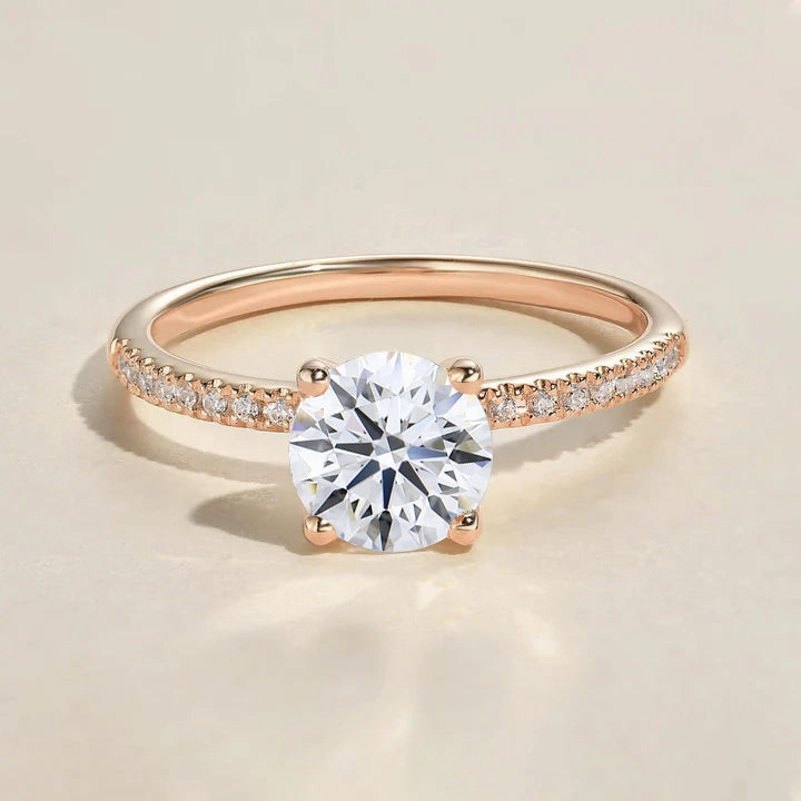 Petite Gift 1.0-2.0ct Round Classic 4-Prong Solitaire Lab Grown Diamond Ring