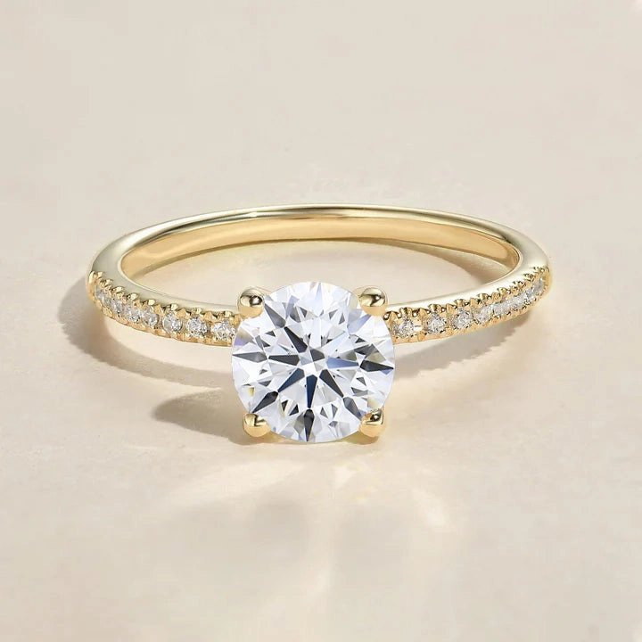 1.0-2.0ct Round Classic 4-Prong Solitaire Lab Grown Diamond Ring Sparkling Art