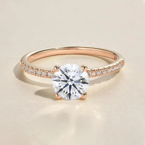 Petite Gift 1.0-2.0ct Round Classic 4-Prong Solitaire Lab Grown Diamond Ring