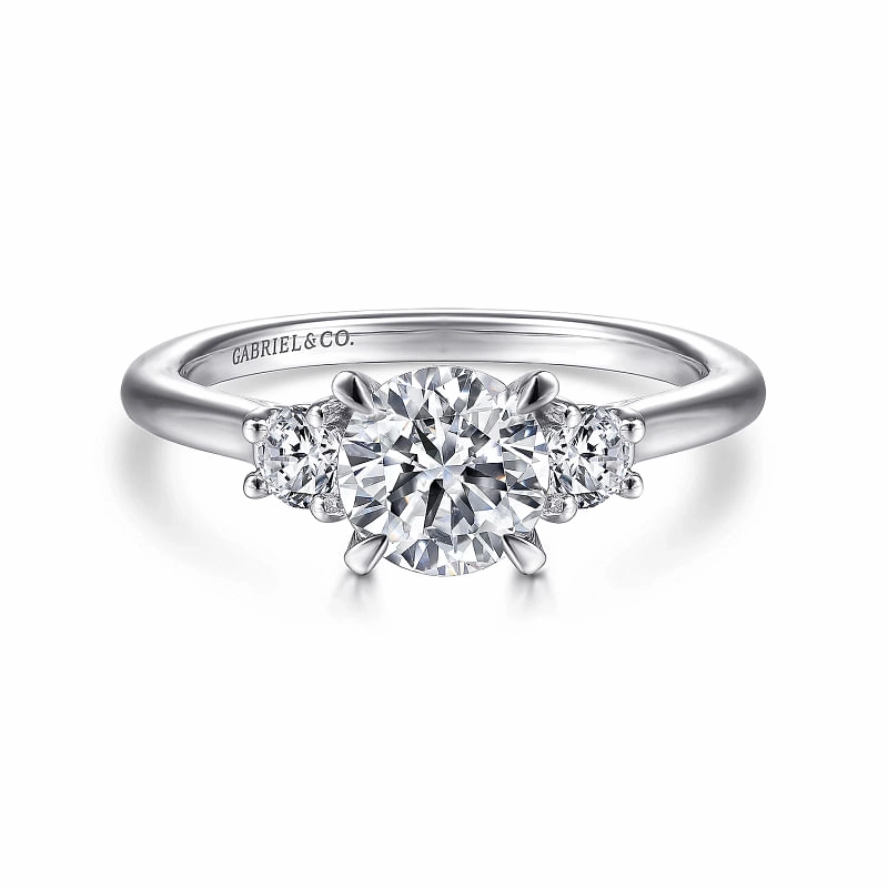 Expressive Edge Sanaa - 14K White Gold Round 3 Stone Diamond Engagement Ring