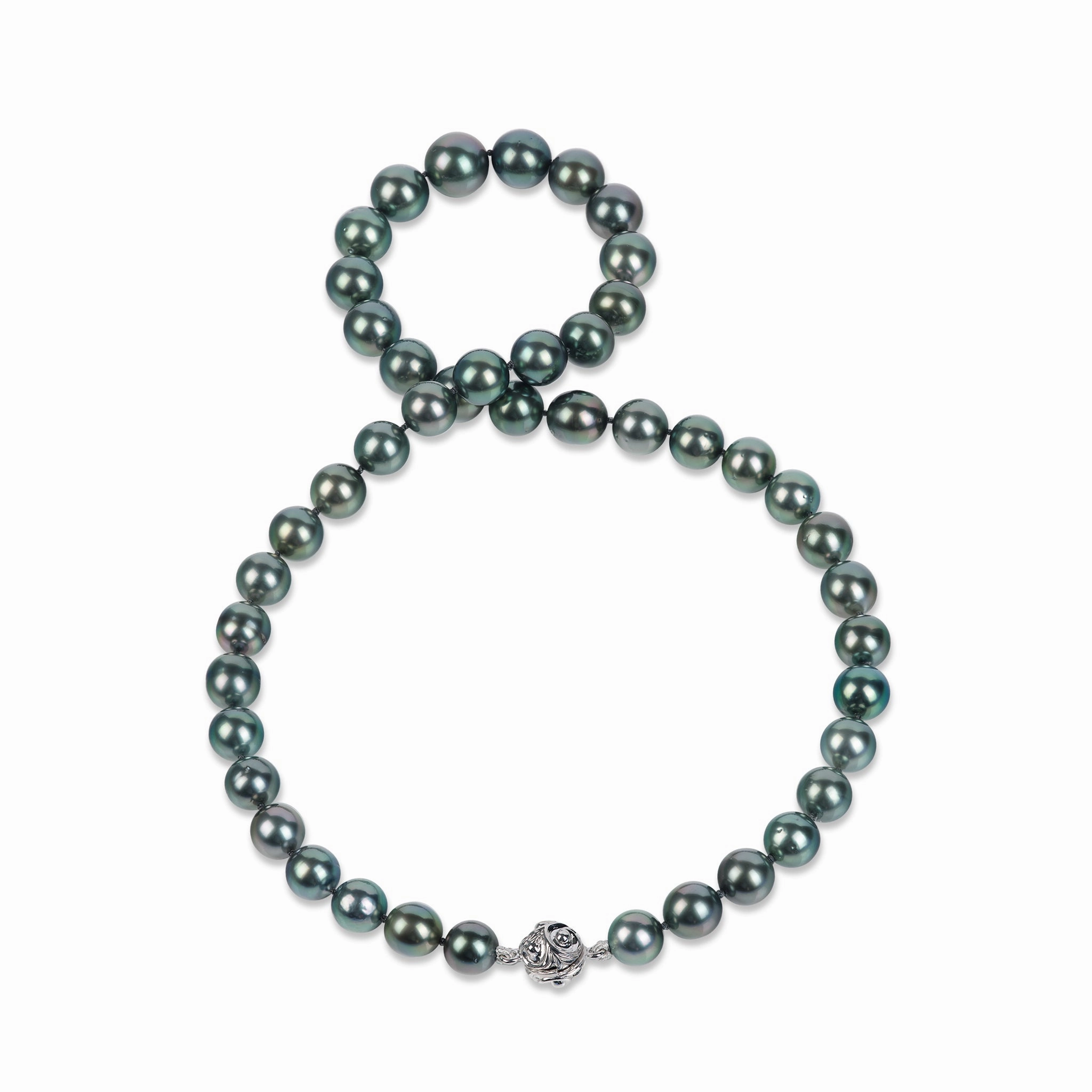 Crafted Accent Favorite Accent 17-19" Tahitian Black Pearl Strand with Magnetic White Gold Clasp - 8-11mm