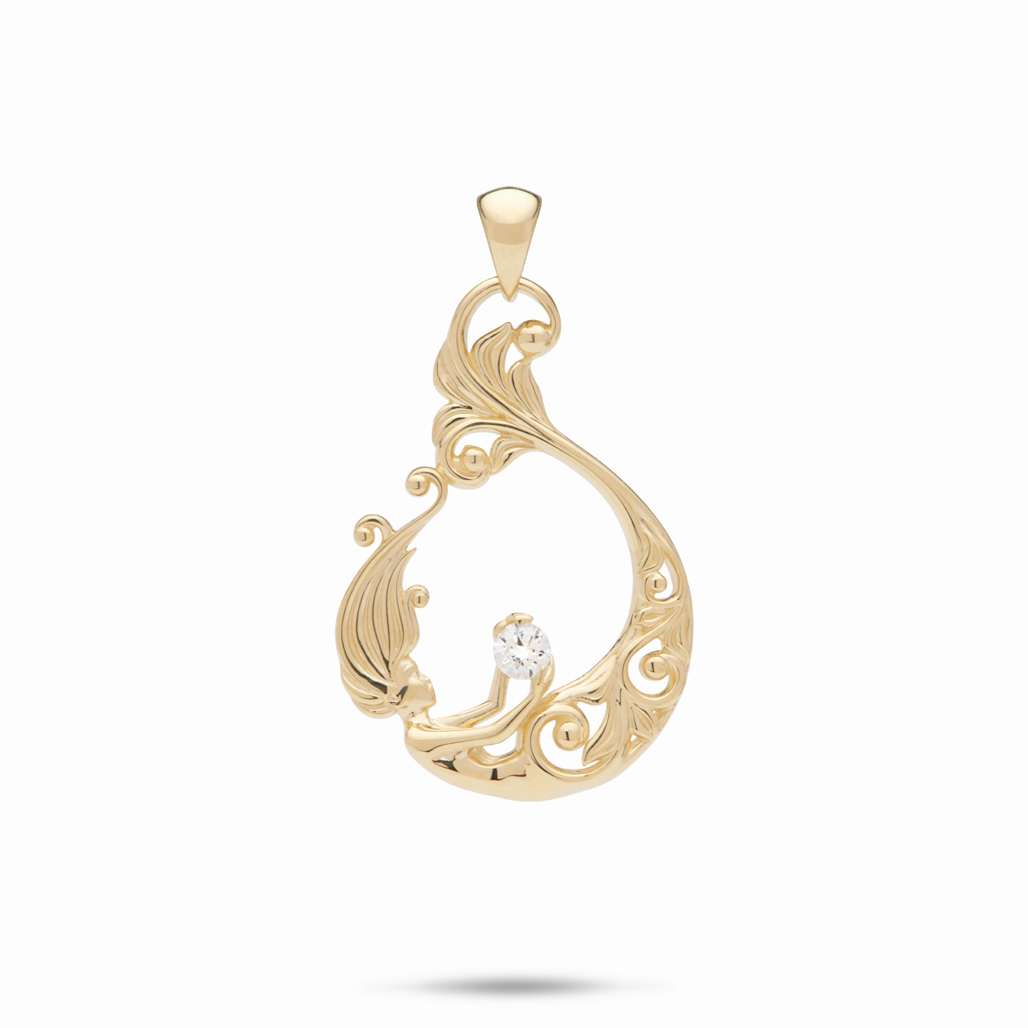 Living Heirloom Mermaid Pendant in Gold with Diamond - 27mm Elegant Piece Gift Choice