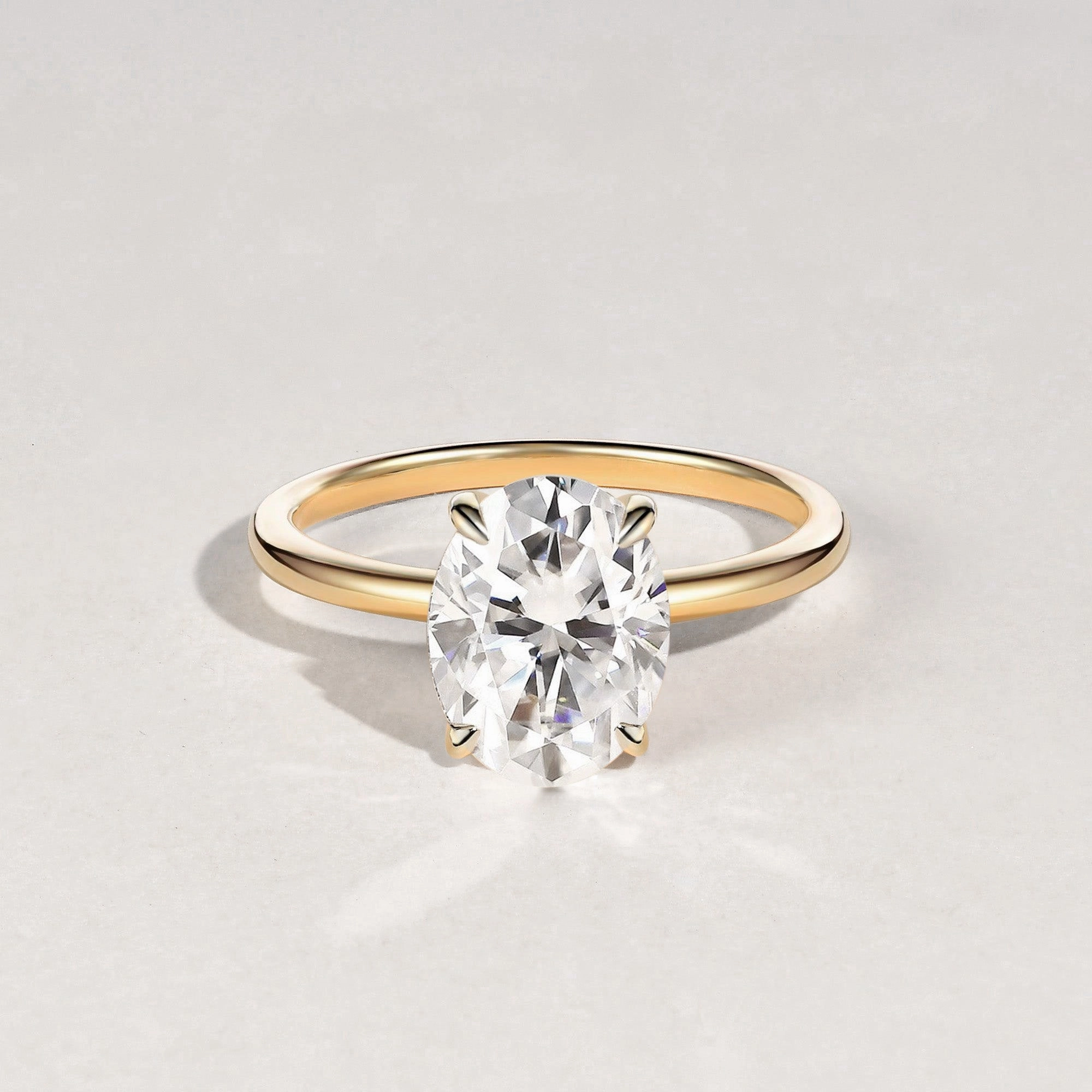 Precious Touch Soft Style 1.5ct Oval 4-Prong Moissanite Classic Solitaire Ring