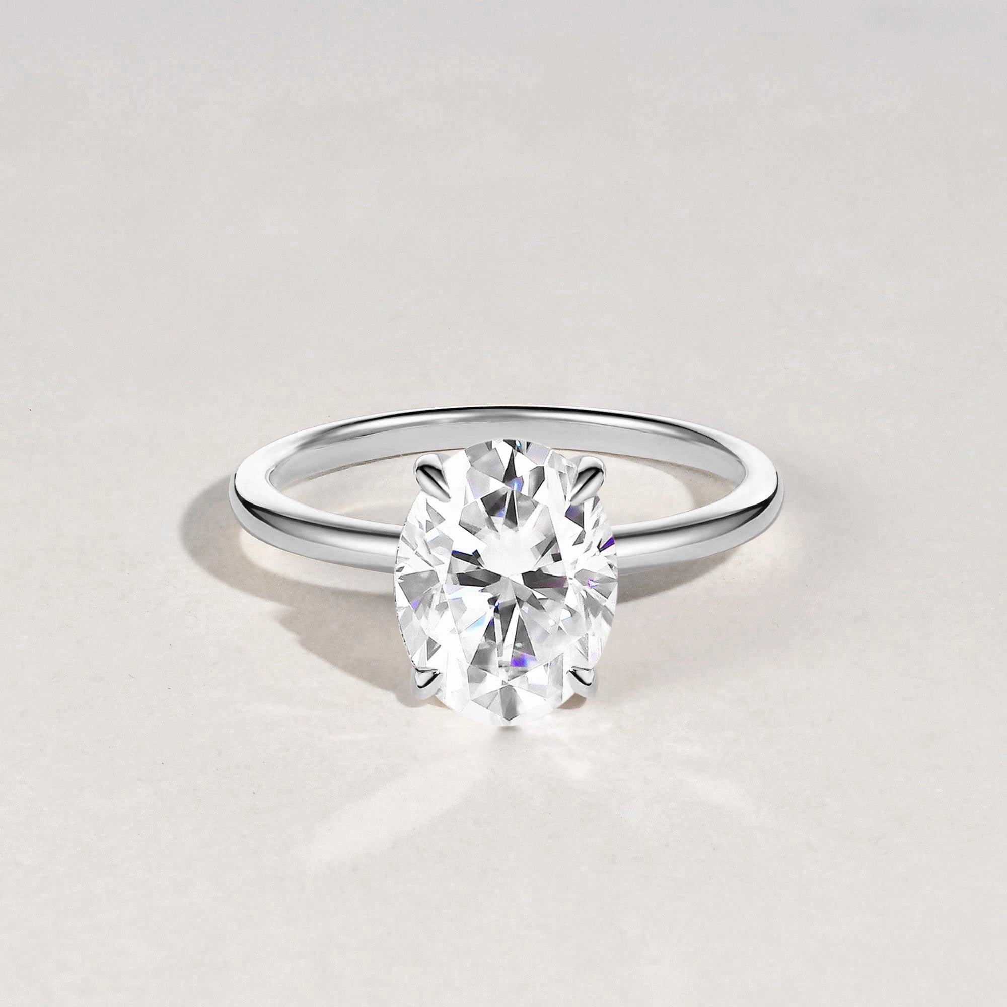 Minimal accessory Romantic Accent 1.5ct Oval 4-Prong Moissanite Classic Solitaire Ring