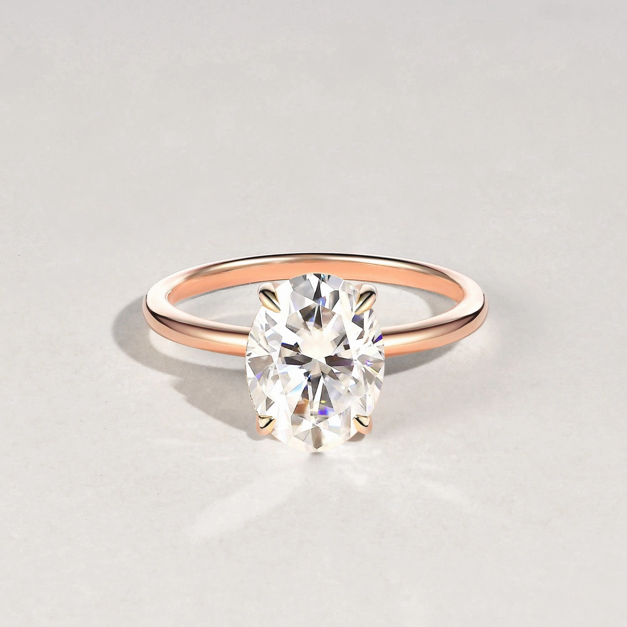 1.5ct Oval 4-Prong Moissanite Classic Solitaire Ring Lustrous Accent