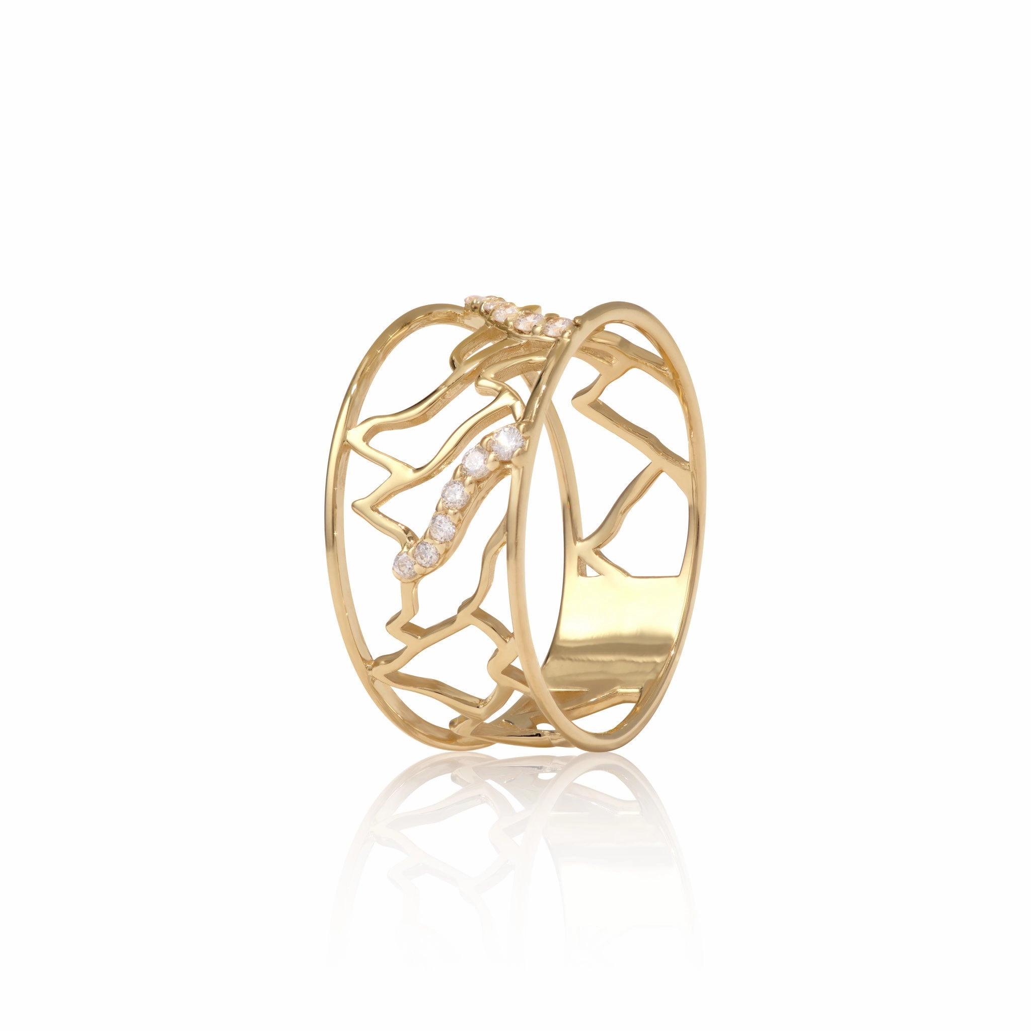 Chic Glow Ko?olau Waterfall Ring in Gold with Diamonds - 10mm