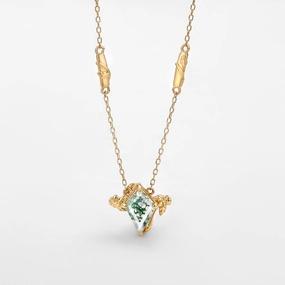 Natural Inspired Moss Agate Kite Leafy Necklace - Lark Handmade Jewelry