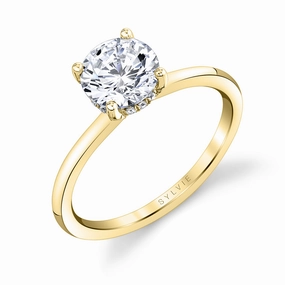 Melany - 14K White-Yellow Gold Hidden Halo Engagement Ring Dazzle Factor Handcrafted Quality