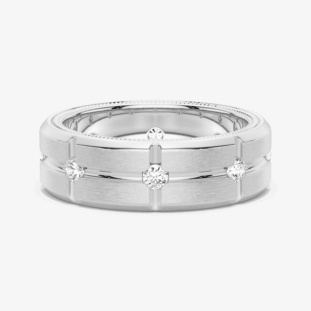 7.5mm Two Tone Matte Finish Moissanite Men's Band Muted Details Romantic Occasion