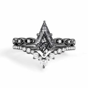 Durable Appearance Geometric Art Signature Vintage - 2.0ct Vintage Kite Cut Engagement Ring Set 2pcs - Winona