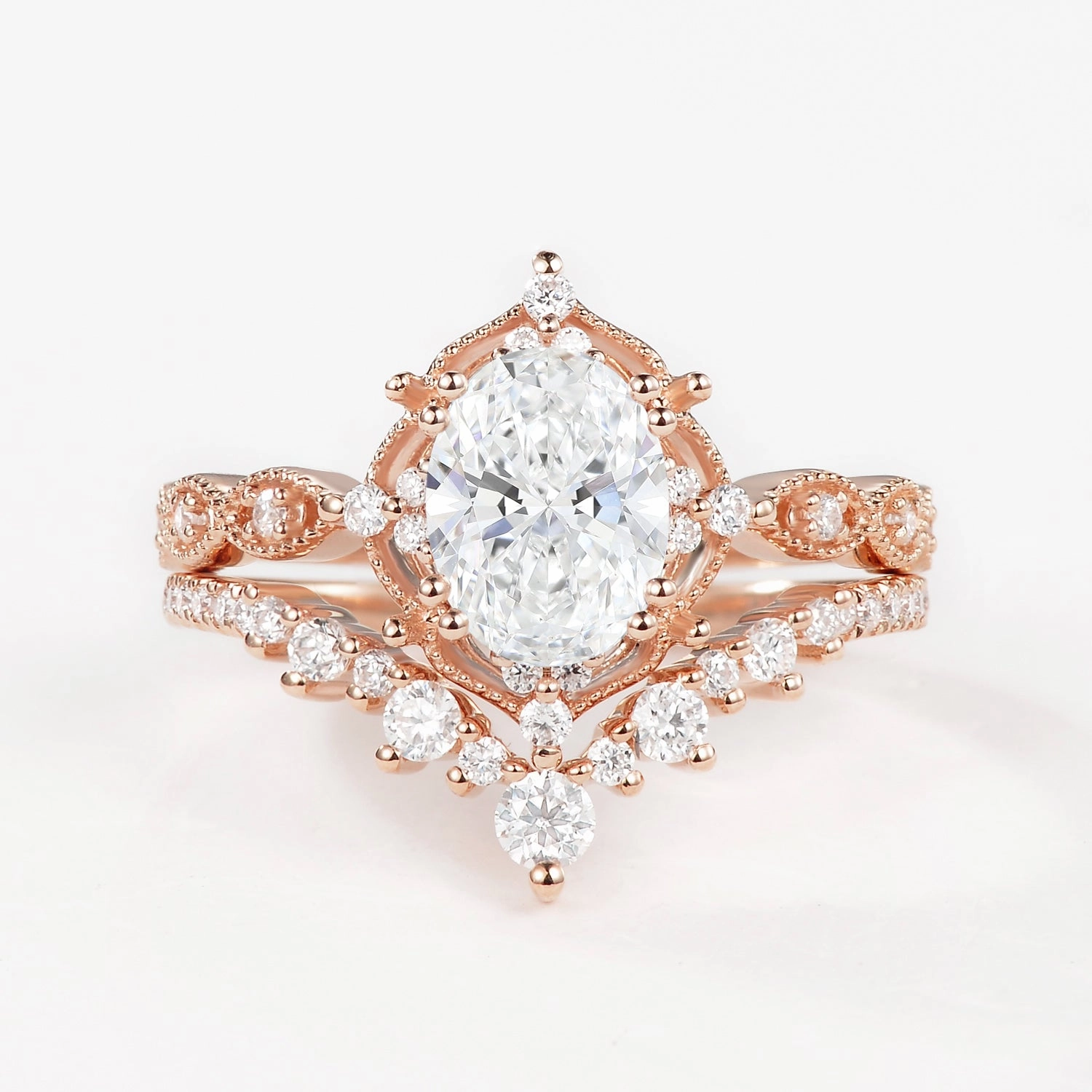 Eternal Classic Signature Vintage - Oval Cut Vintage Ring Set 2pcs - Charlotte