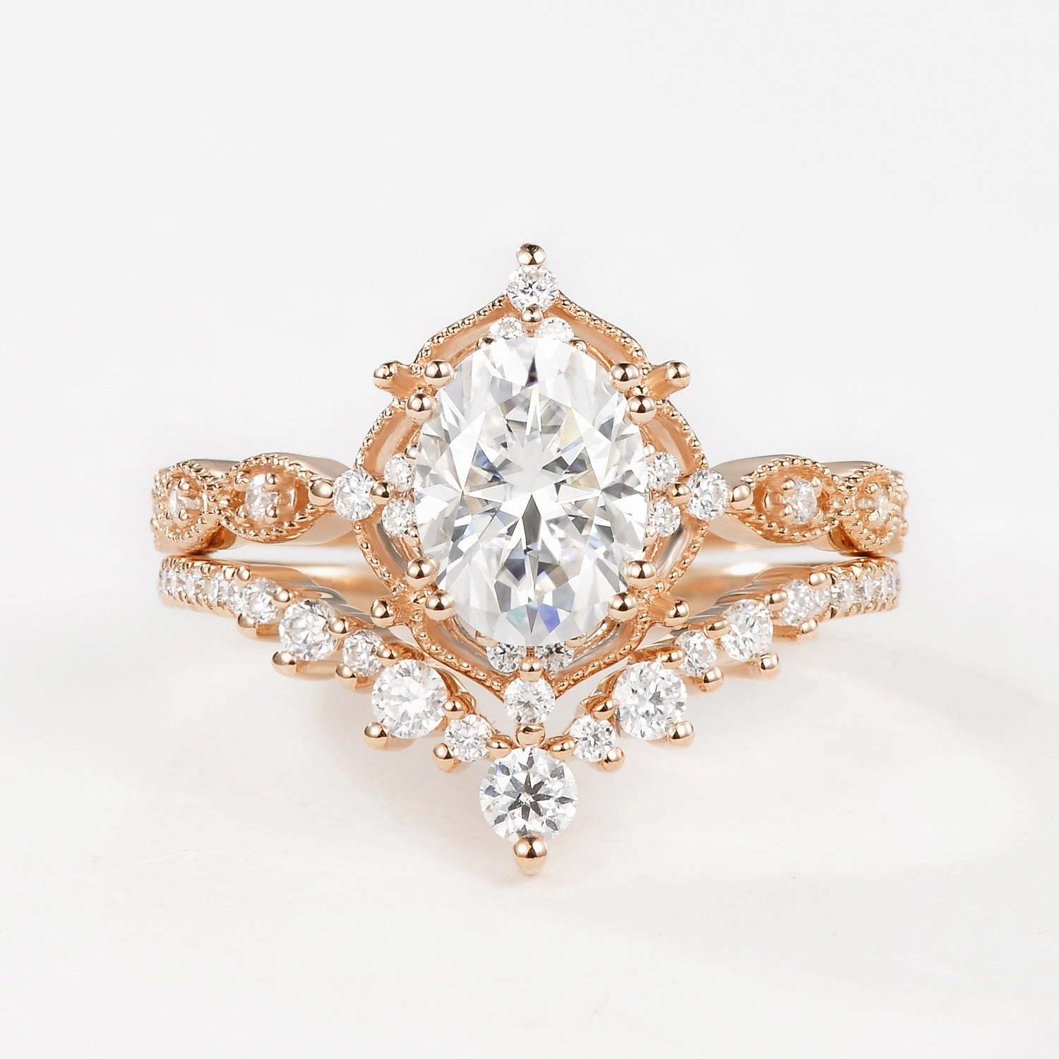 Fashionable Product Petite Jewelry Signature Vintage - Oval Cut Vintage Ring Set 2pcs - Charlotte