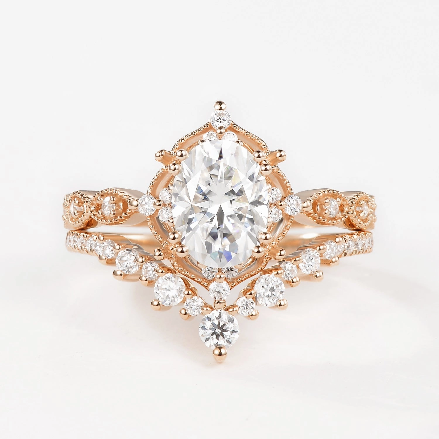 Precious Touch Bridal Look Signature Vintage - Oval Cut Vintage Ring Set 2pcs - Charlotte