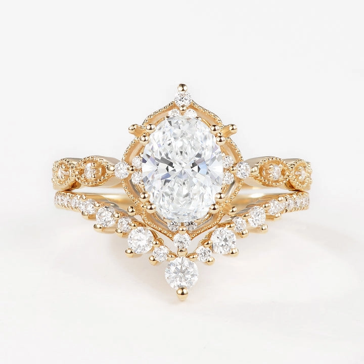 Signature Vintage - Oval Cut Vintage Ring Set 2pcs - Charlotte Limited Edition