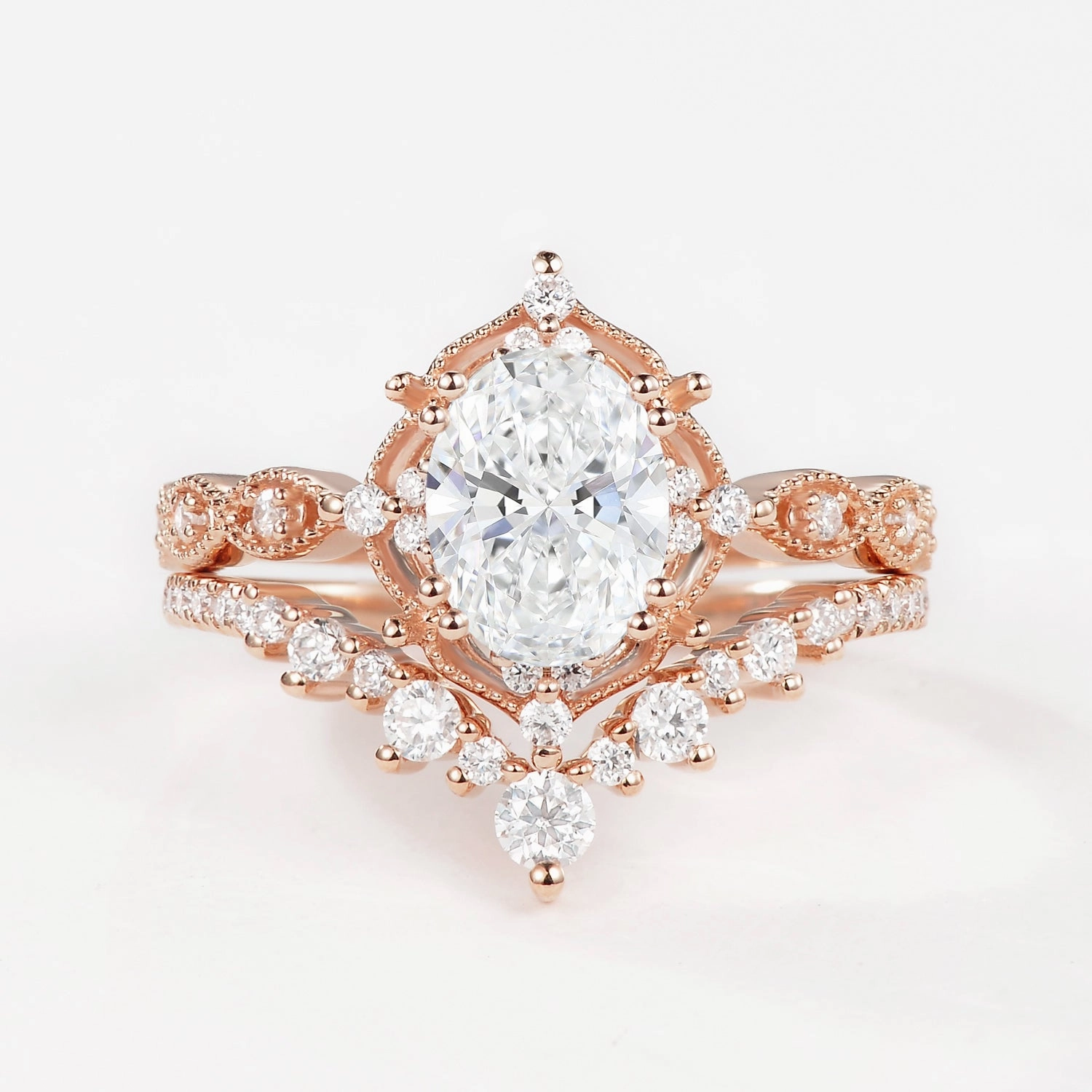 Artistic Token Low-Cost Embellishment Signature Vintage - Oval Cut Vintage Ring Set 2pcs - Charlotte