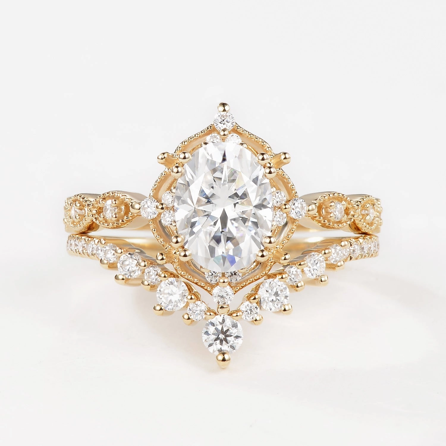 Creative Emblem Signature Vintage - Oval Cut Vintage Ring Set 2pcs - Charlotte