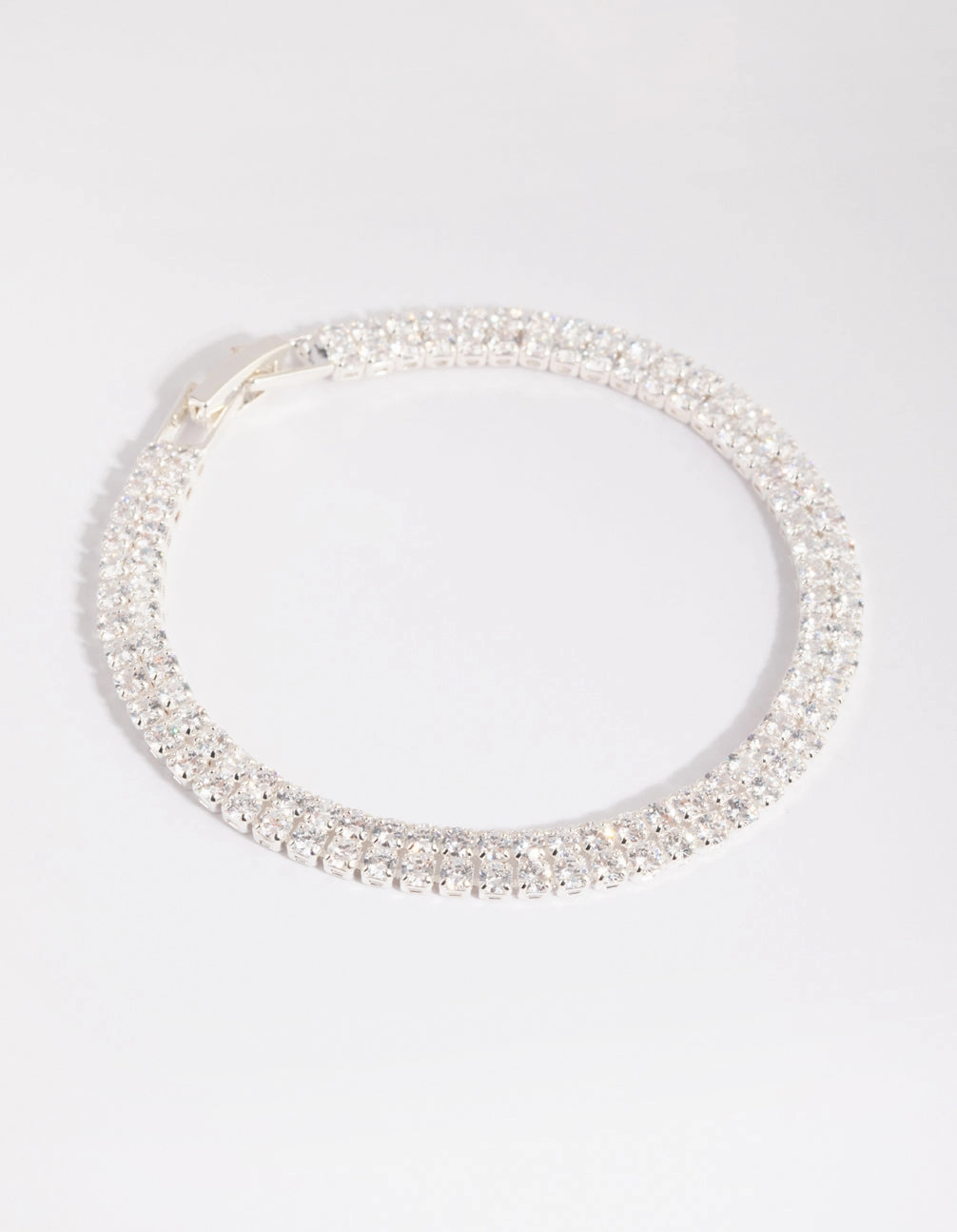 Minimal Piece Modern Glow Silver Cubic Zirconia Layered Cup Chain Tennis Bracelet