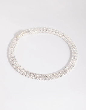 Minimal Piece Modern Glow Silver Cubic Zirconia Layered Cup Chain Tennis Bracelet