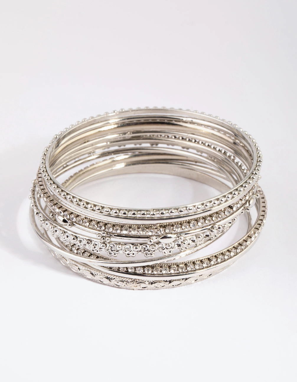 Silver Statement Bangle Pack High Shine