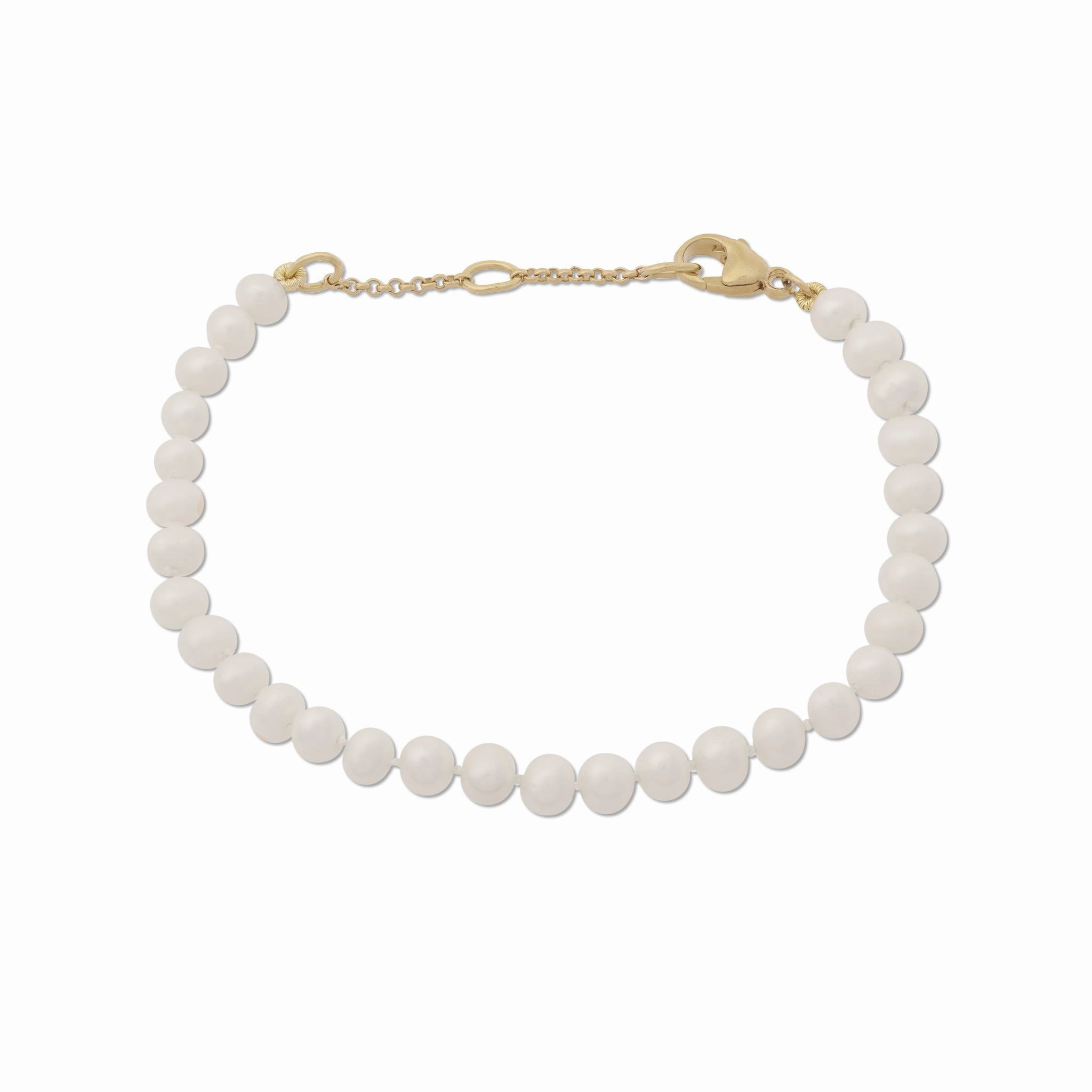 7.5-9" Adjustable White Freshwater Pearl Bracelet in Gold - 4.5-5mm Glamorous Shine Statement Accent
