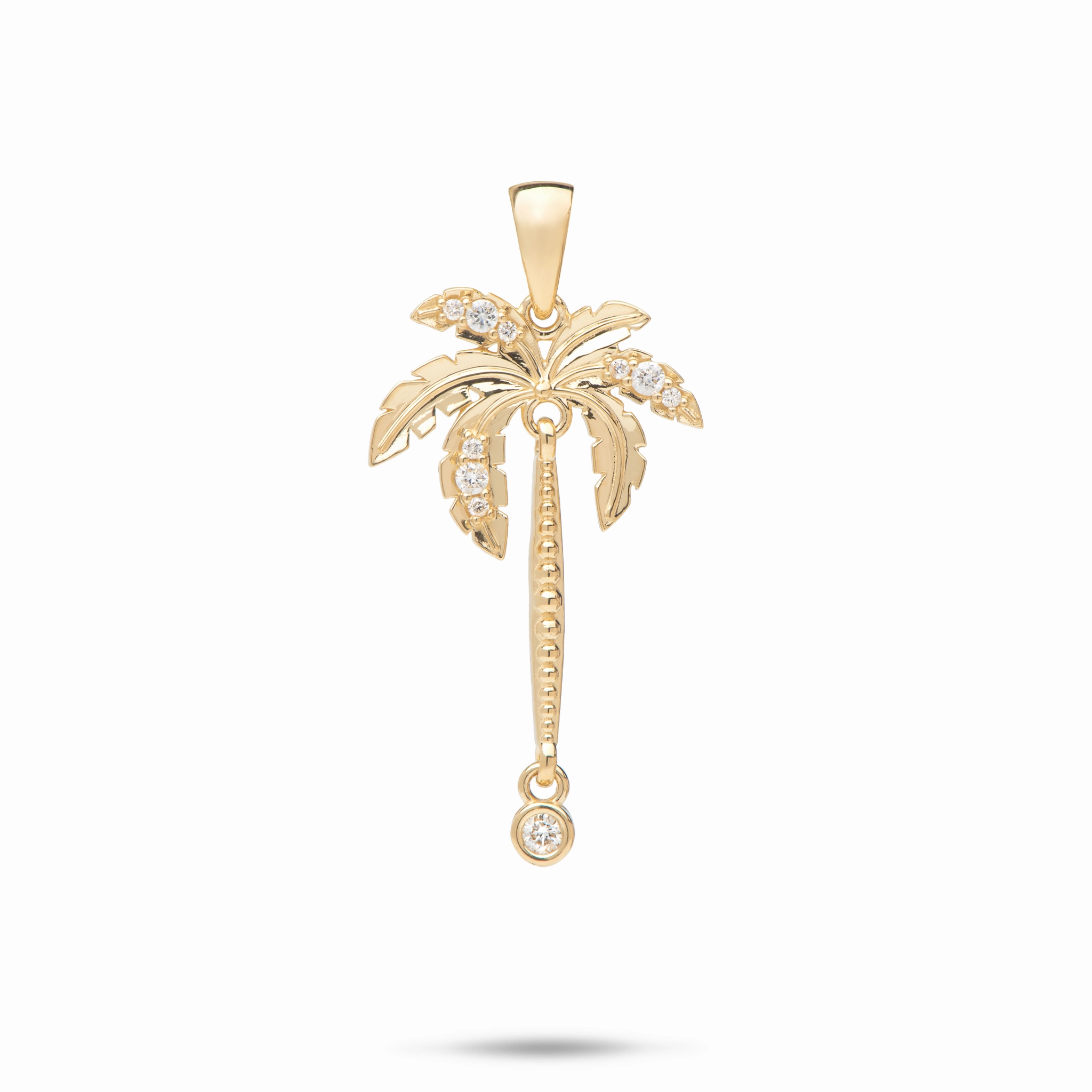 Paradise Palms - Palm Tree Pendant in Gold with Diamonds - 28mm Graceful Style