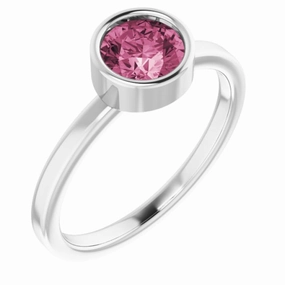 Lightweight Object 14K White 6 mm Natural Pink Tourmaline Ring